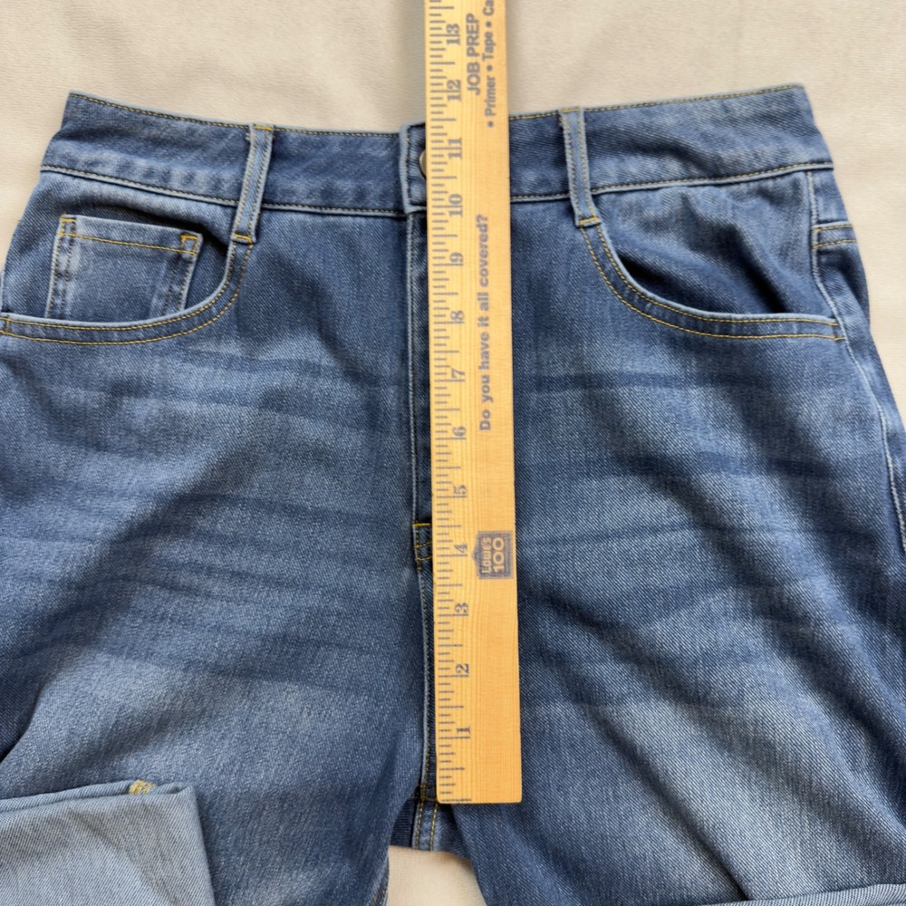 Halara Petite Wide Leg Rolled Hem Medium Wash High Rise Blue Denim Small Petite - Picture 6 of 10